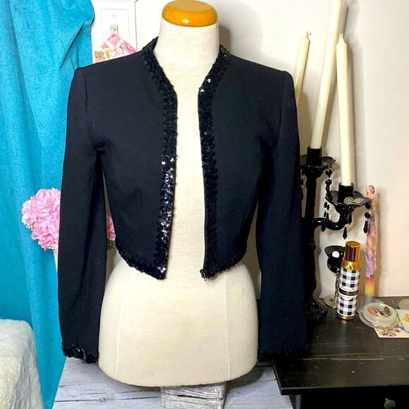 🌷 Angelo Mozillo🌷 Pure Virgin Wool Crop Blazer Jacket Made in Italy - Picture 2 of 11